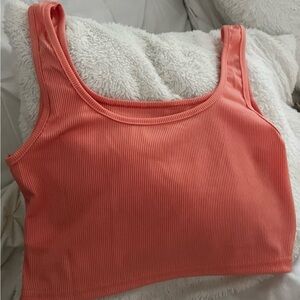 Coral Ribbed Crop Top